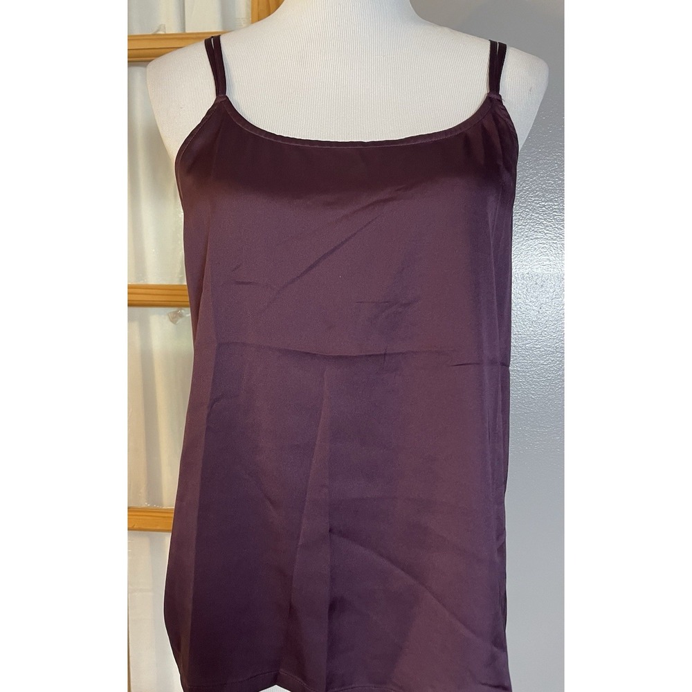 Soma Intimates Satin Cami Top Sz M Burgundy Smocked Back Spaghetti Straps